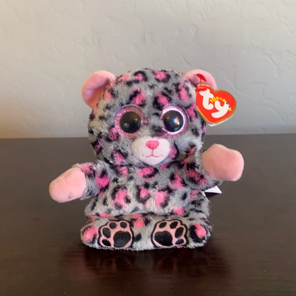 TY Peek A Boos Trixi the Leopard Phone Holder
